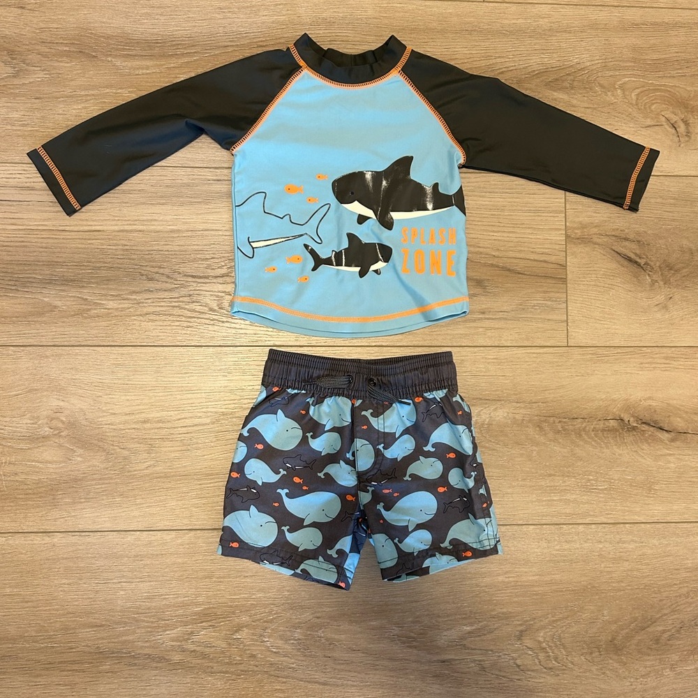 EUC Baby Swim Trunks and Rash Guard Set - 12 month size